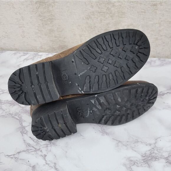 UGG Benson Boot Dove Women's Leather Ankle Boots Cream Sherpa Lining - Picture 12 of 13